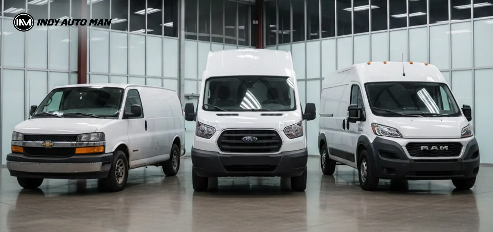 Ford Transit vs. Chevrolet Express vs Ram ProMaster comparison | Indy Auto Man,IN