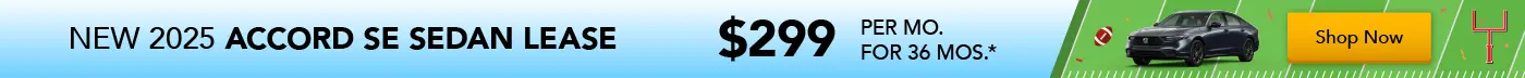 2025 Honda Accord SE Sedan Lease - $299 Per Month