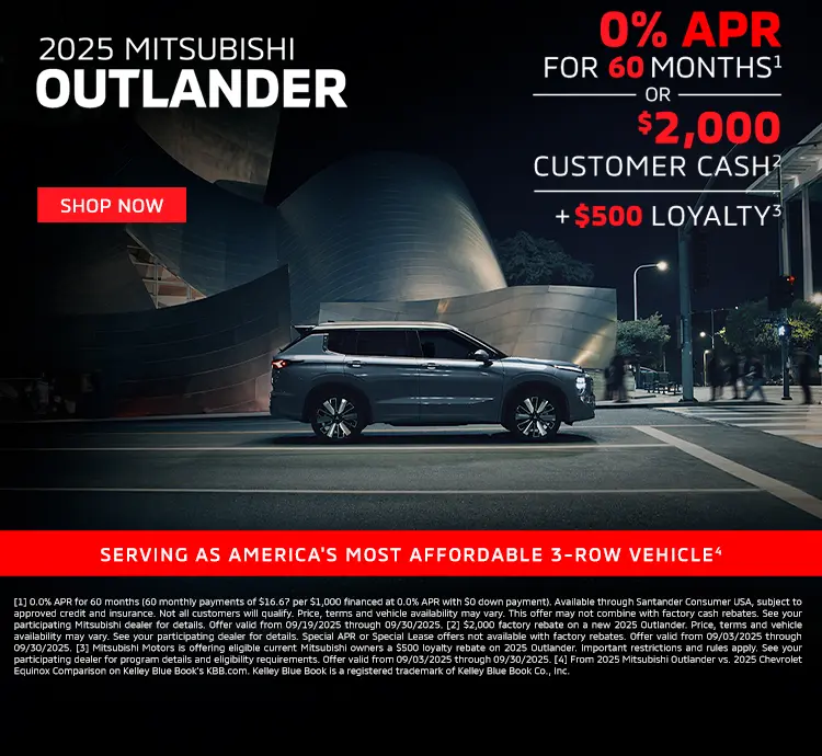 0% FOR 60 ON 2025 OUTLANDER