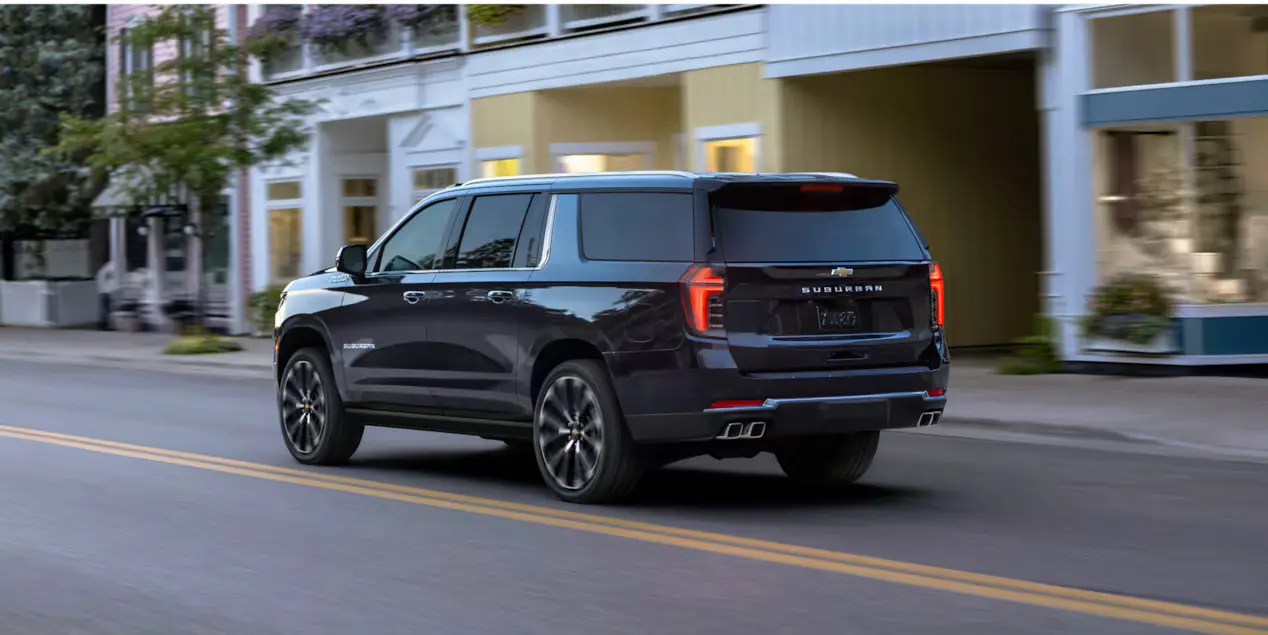 A suburban driving on the road.