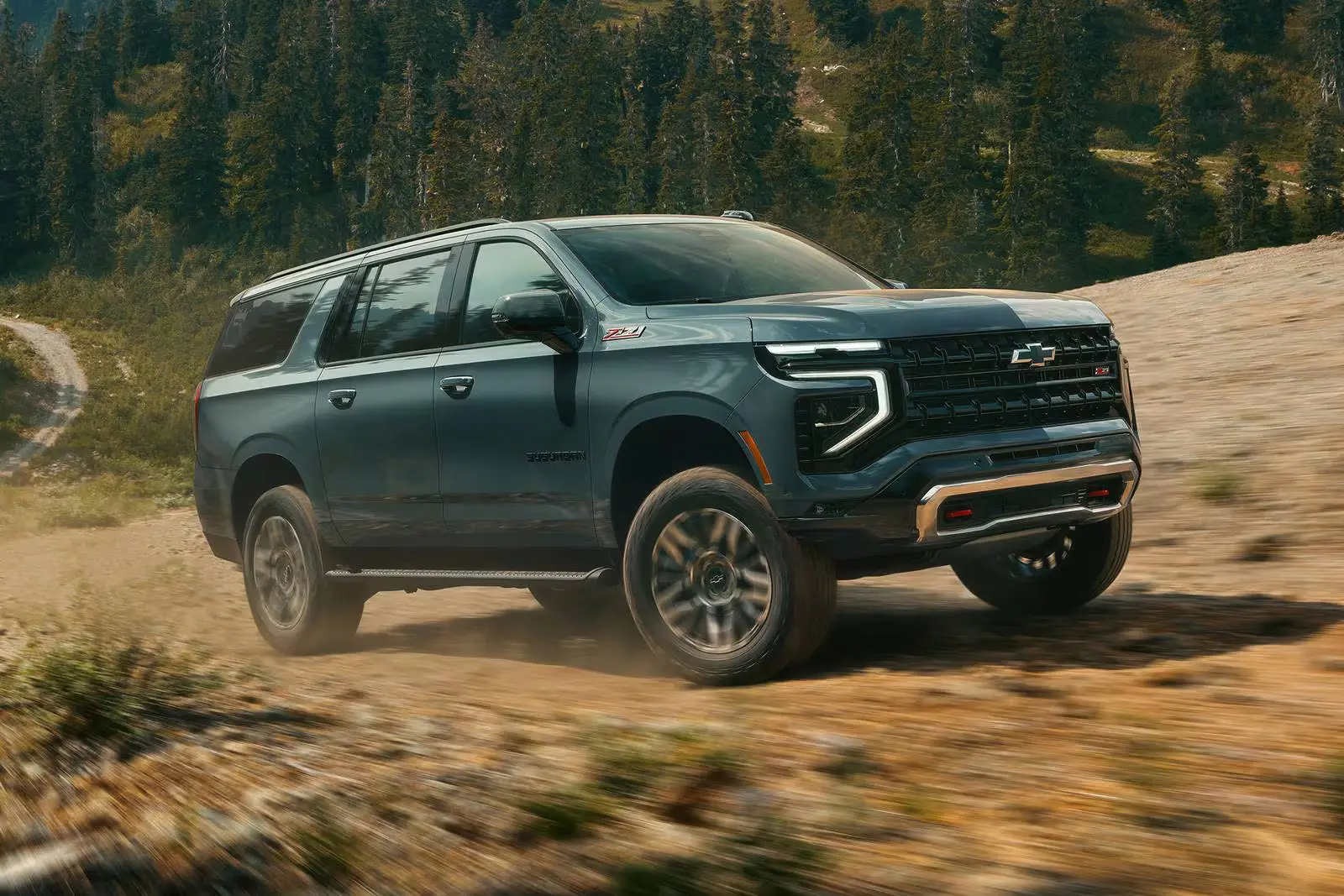 A suburban driving off-road.