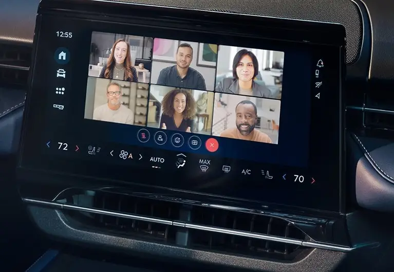 Ford center touchscreen displaying a Webex video conference call