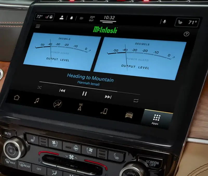 2025 Jeep Grand Cherokee interior dashboard with Uconnect touchscreen and premium leather seating
