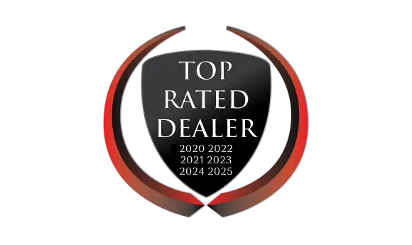 Top Rated Dealer award badge recognizing dealership excellence from 2020 to 2023.