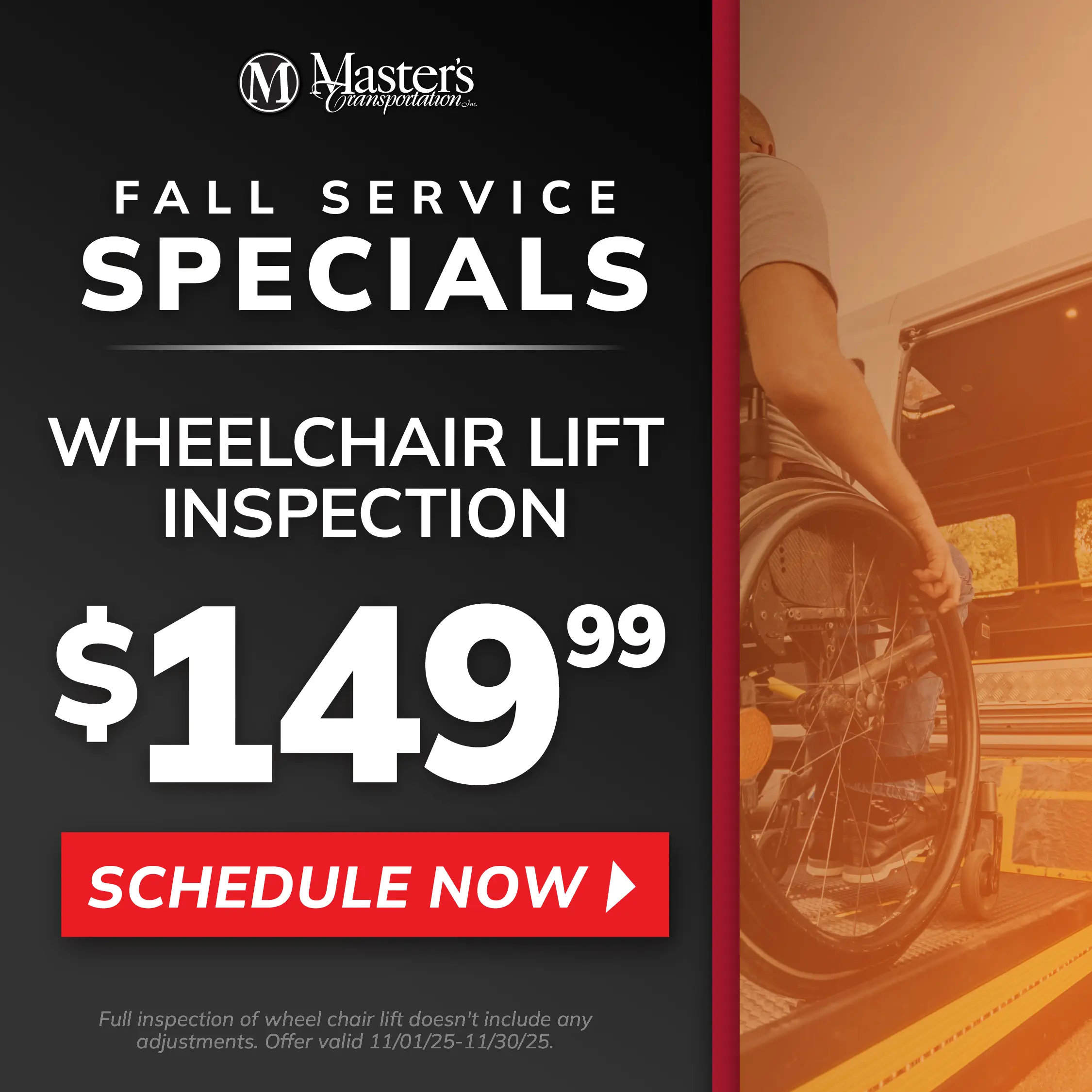 Wheelchair lift inspection $149.99