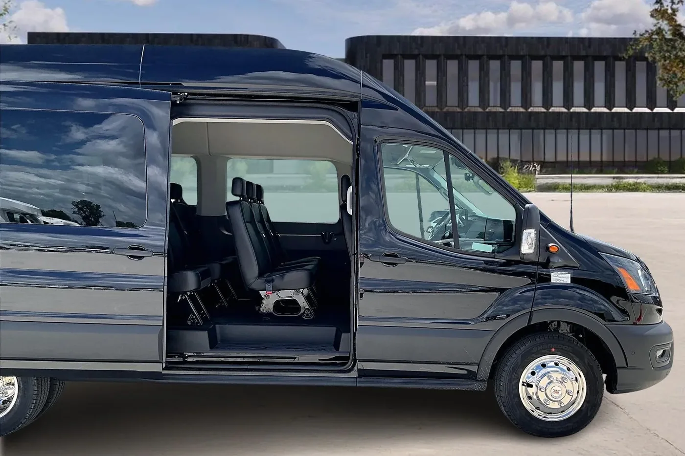 2026 Ford Transit passenger van with the sliding door open
