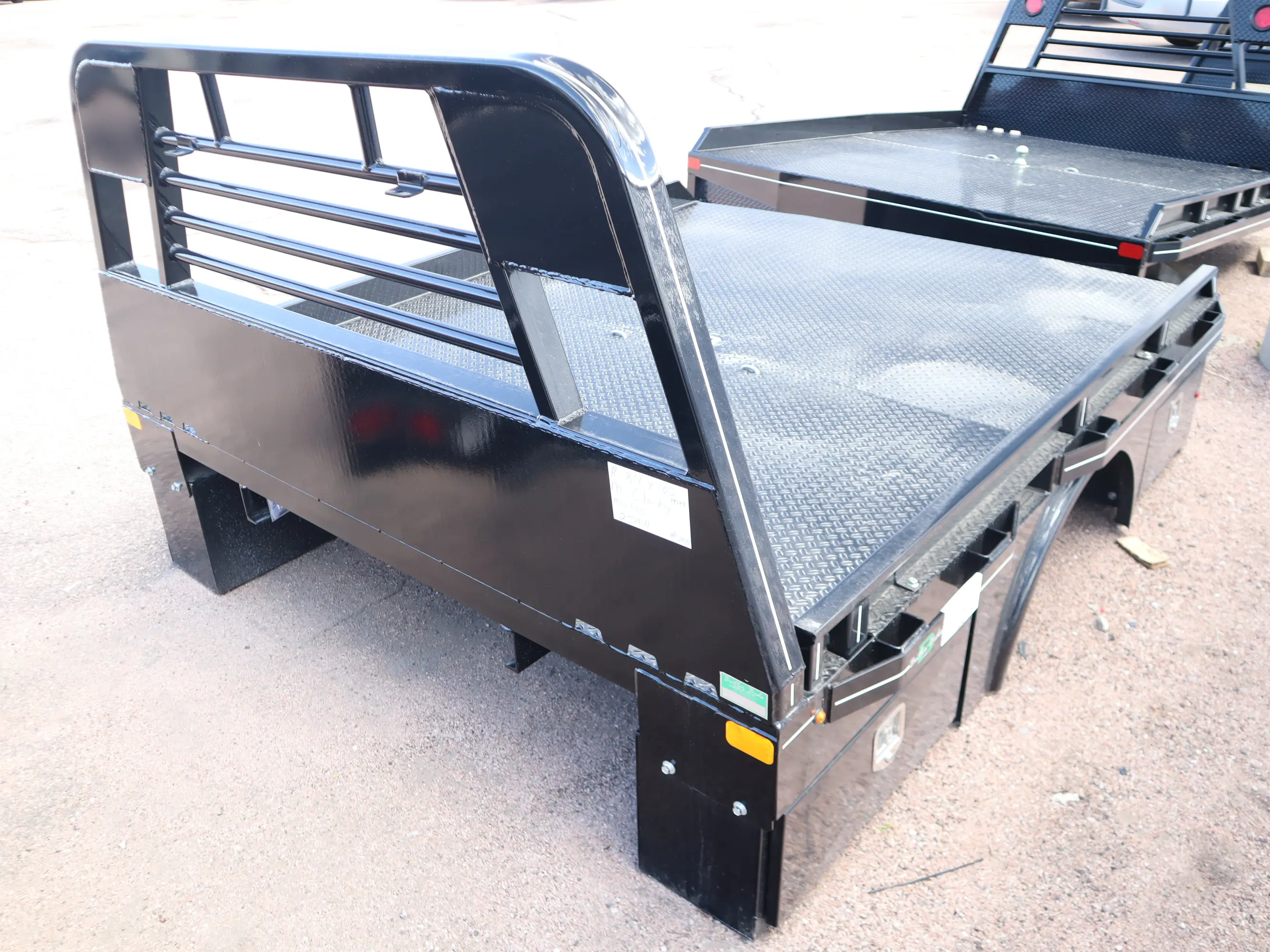 84 x 102 skirted Butler flat bed, rear view