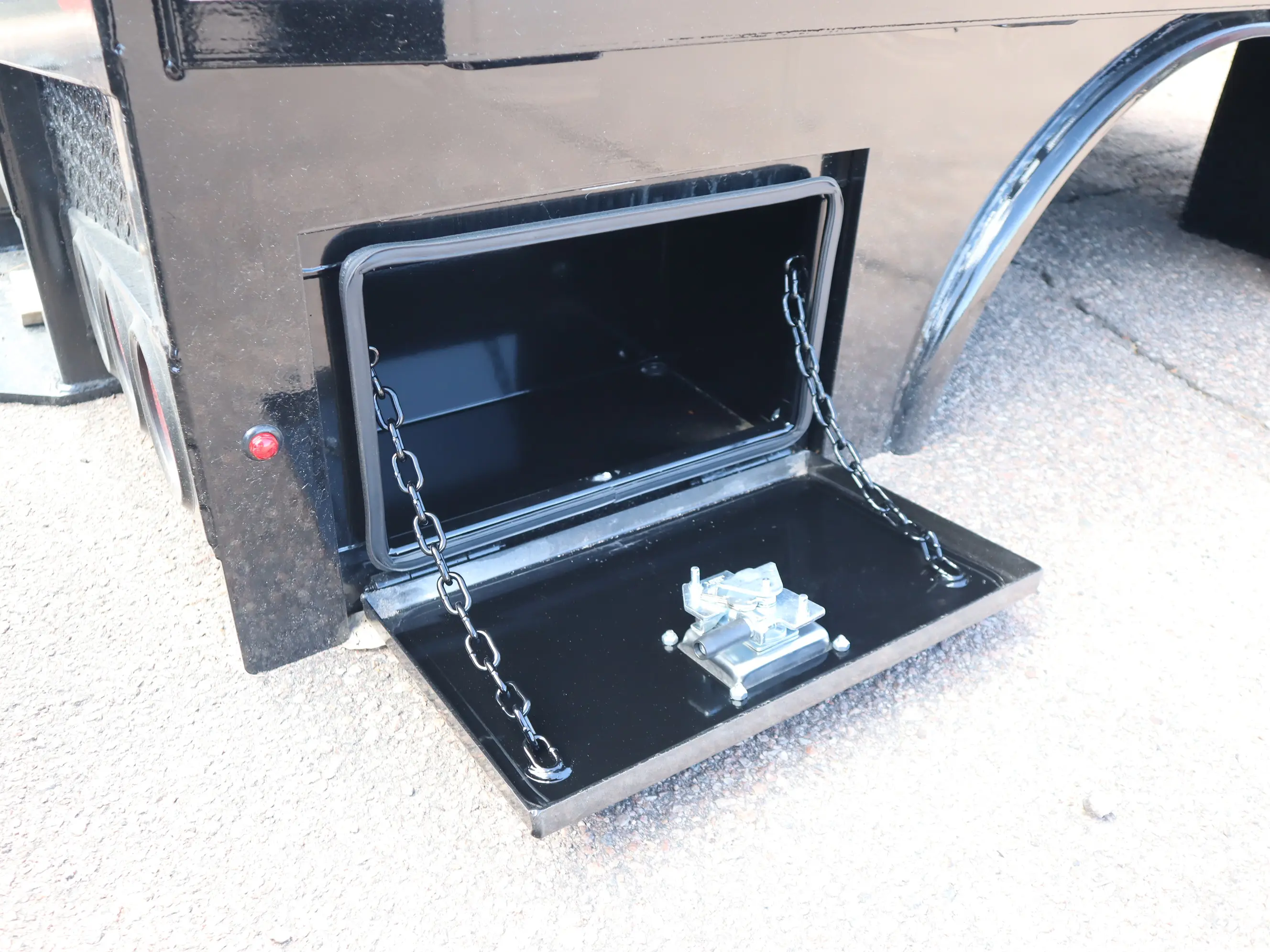 84 x 102 skirted Butler flat bed, installed on chassis