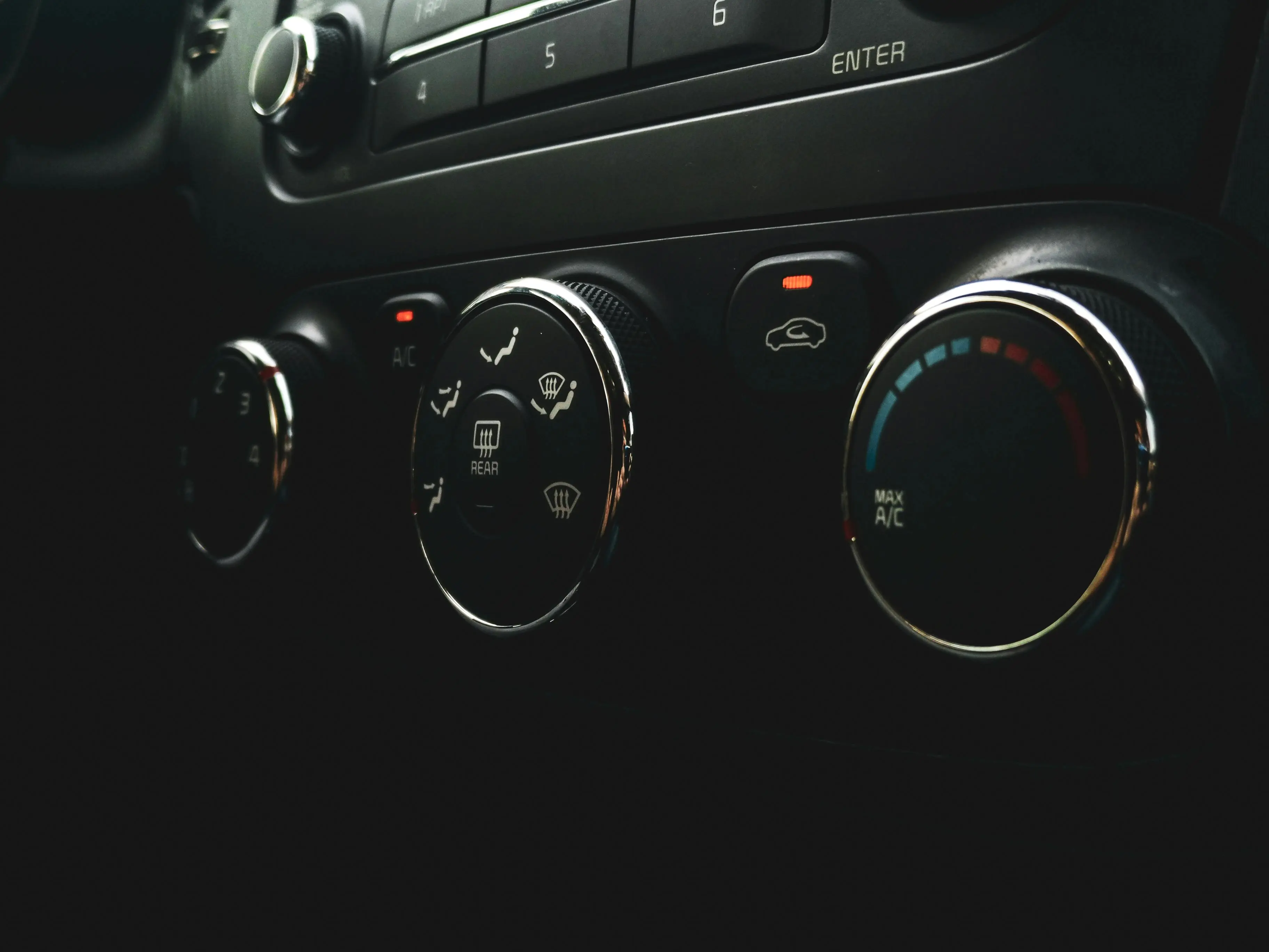 A cars climate control knobs.