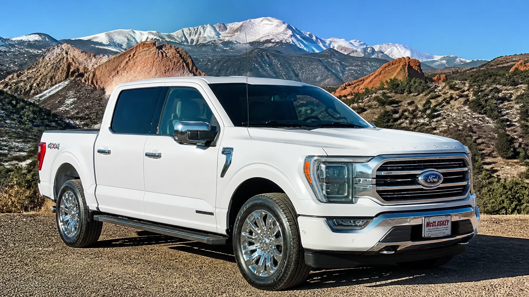 2024 Ford F-150 Lariat 4x4 overlooking Pikes Peak at McCloskey Truck Town in Colorado Springs CO
