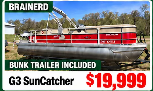 2016 G3 SunCatcher V20C — $19,999 — Brainerd — Bunk trailer included