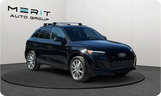 Audi hybrid vehicle on a studio turntable