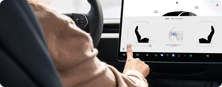 Tesla Model 3 touchscreen seat controls