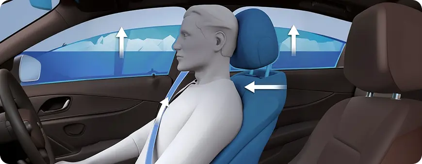 Illustration of Mercedes-Benz PRE-SAFE preparing occupants before impact