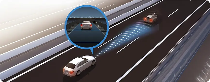 Mercedes-Benz DISTRONIC adaptive cruise control sensing traffic ahead