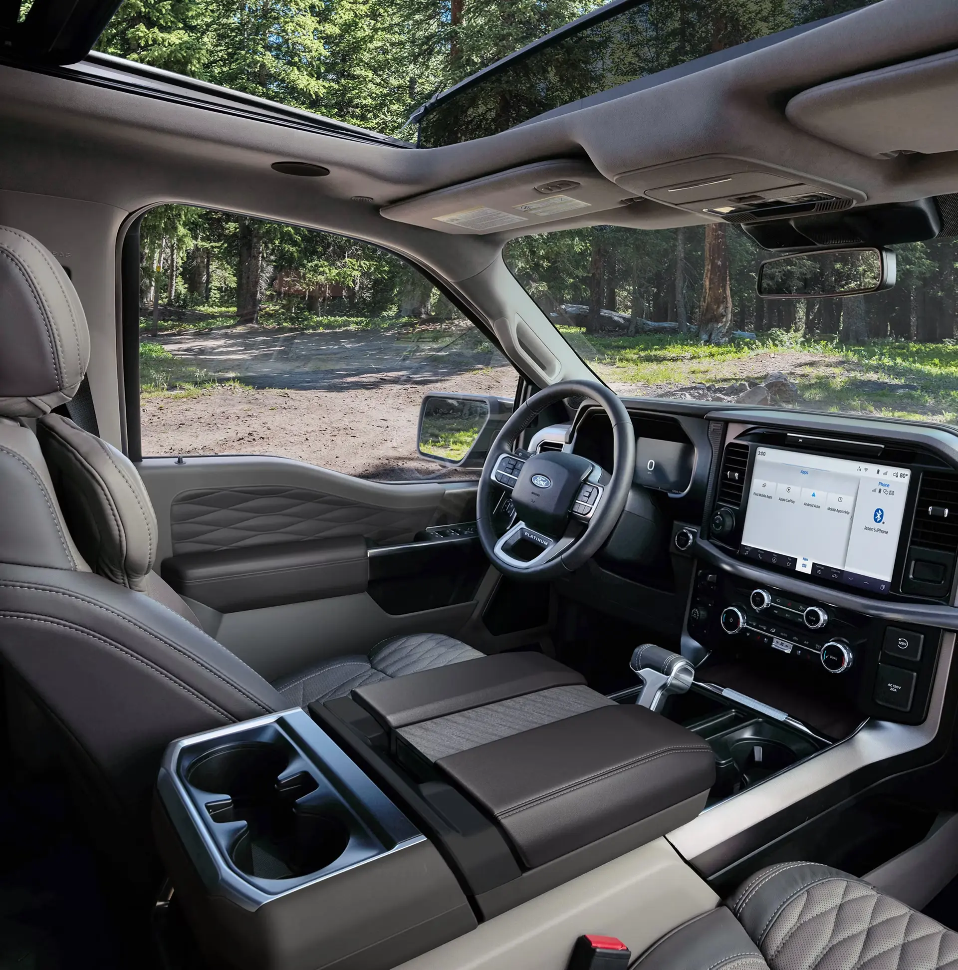 Ford F-150 Platinum interior with the SYNC touchscreen