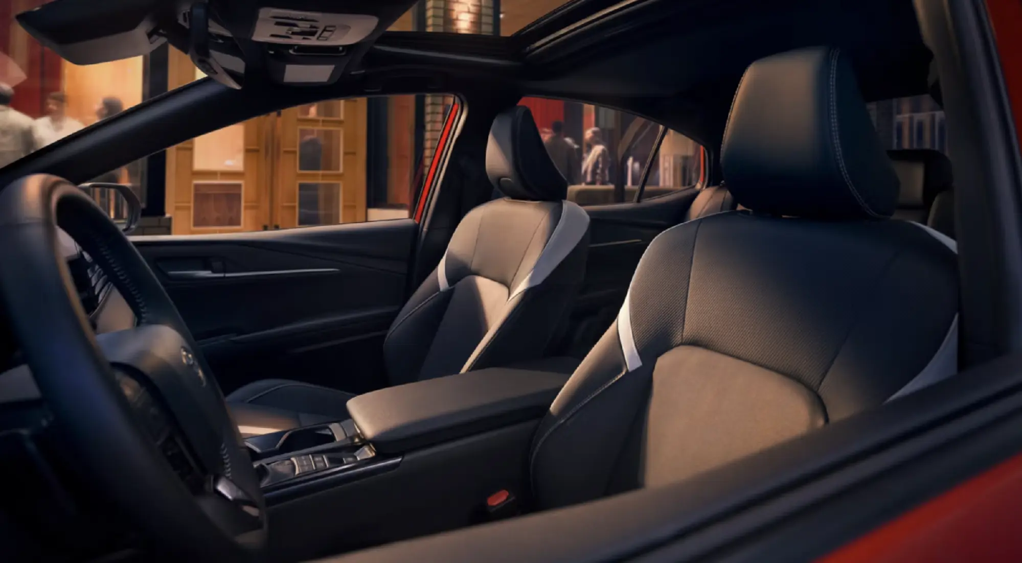 The 2026 Toyota Camry Nightshade interior shown in Black mixed-media trim. Options shown