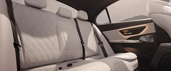 White leather seats inside a Mercedes-Benz E-Class