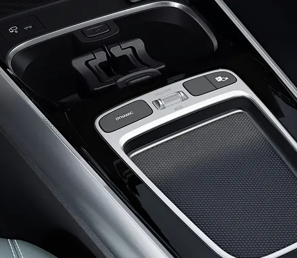 Mercedes-Benz GLA center console with the DYNAMIC drive controls and touchpad