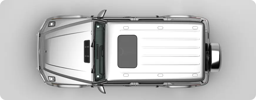 Birdseye Surround View System view of a Mercedes-Benz G-Class parking