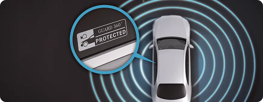 Illustration of Mercedes-Benz GUARD 360 vehicle security protection