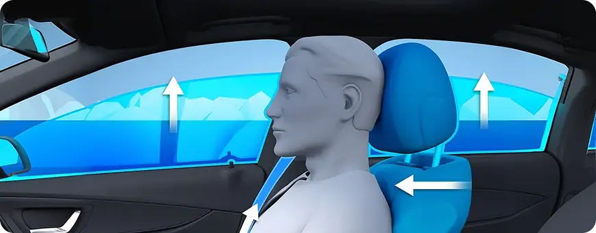 Illustration of the Mercedes-Benz PRE-SAFE proactive protection system in the GLS