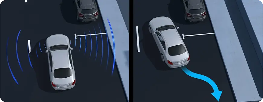 Birdseye Surround View System composite image of a Mercedes-Benz GLE