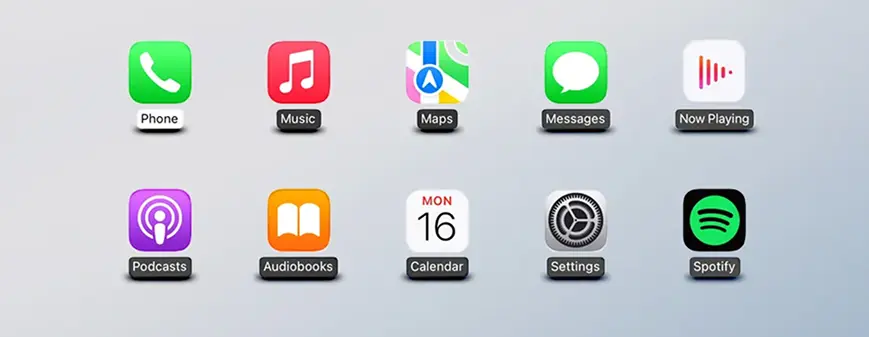 Apple CarPlay app grid on a Mercedes-Benz GLE display