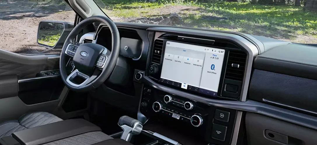 Ford F-150 interior with the large 12-inch SYNC 4 touchscreen