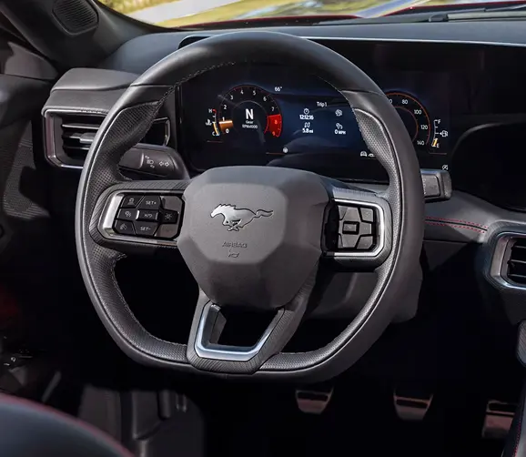 Ford Mustang steering wheel and digital gauge cluster