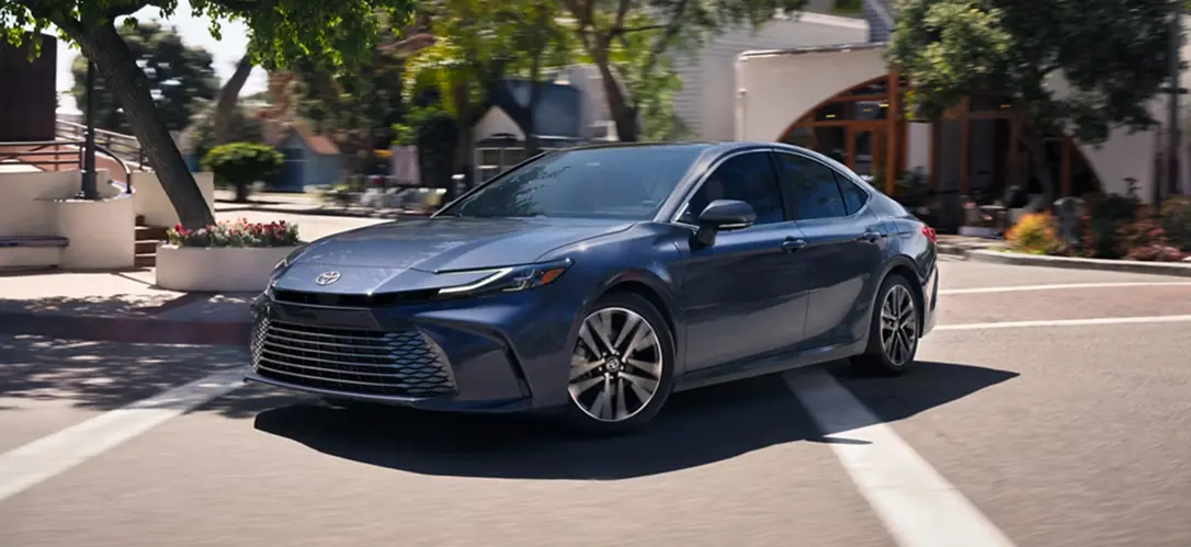 Toyota Camry on the road showcasing its safety technology