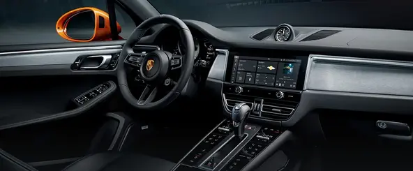 Porsche Macan interior with dashboard and center console