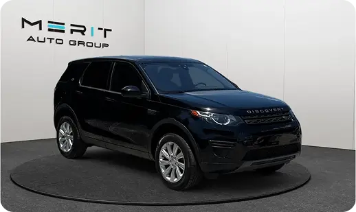 Black Land Rover Discovery Sport SUV on a studio turntable