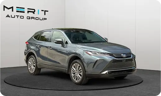 Gray Toyota Venza Limited SUV on a studio turntable, front three-quarter view