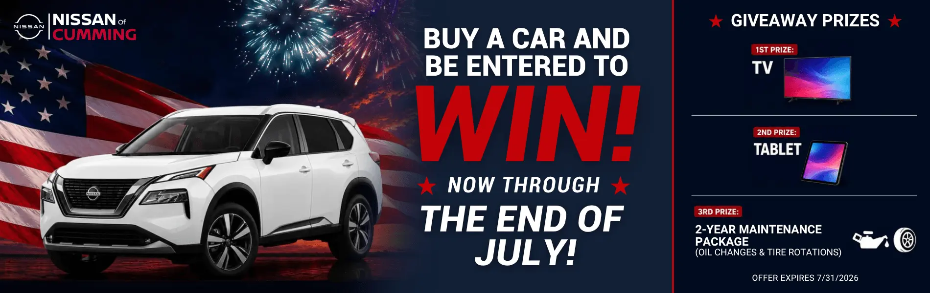 BUY A CAR AND BE ENTERED TO WIN!