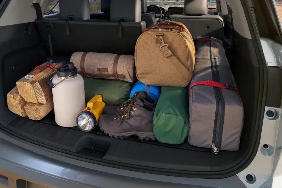 Filled trunk of a Nissan Pathfinder