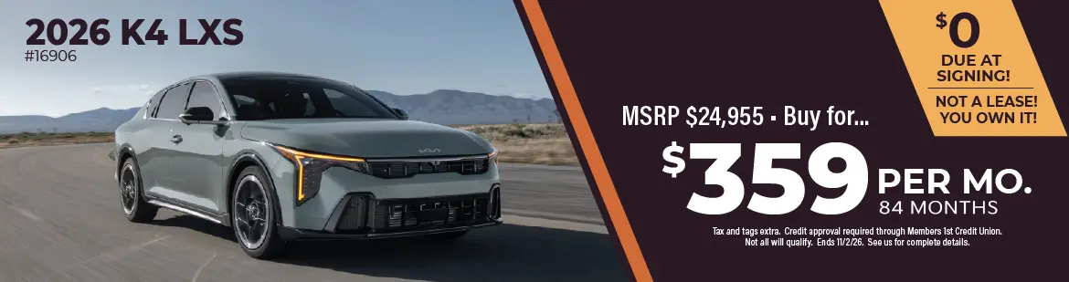 2026 K4 LXS - Purchase from $359/month