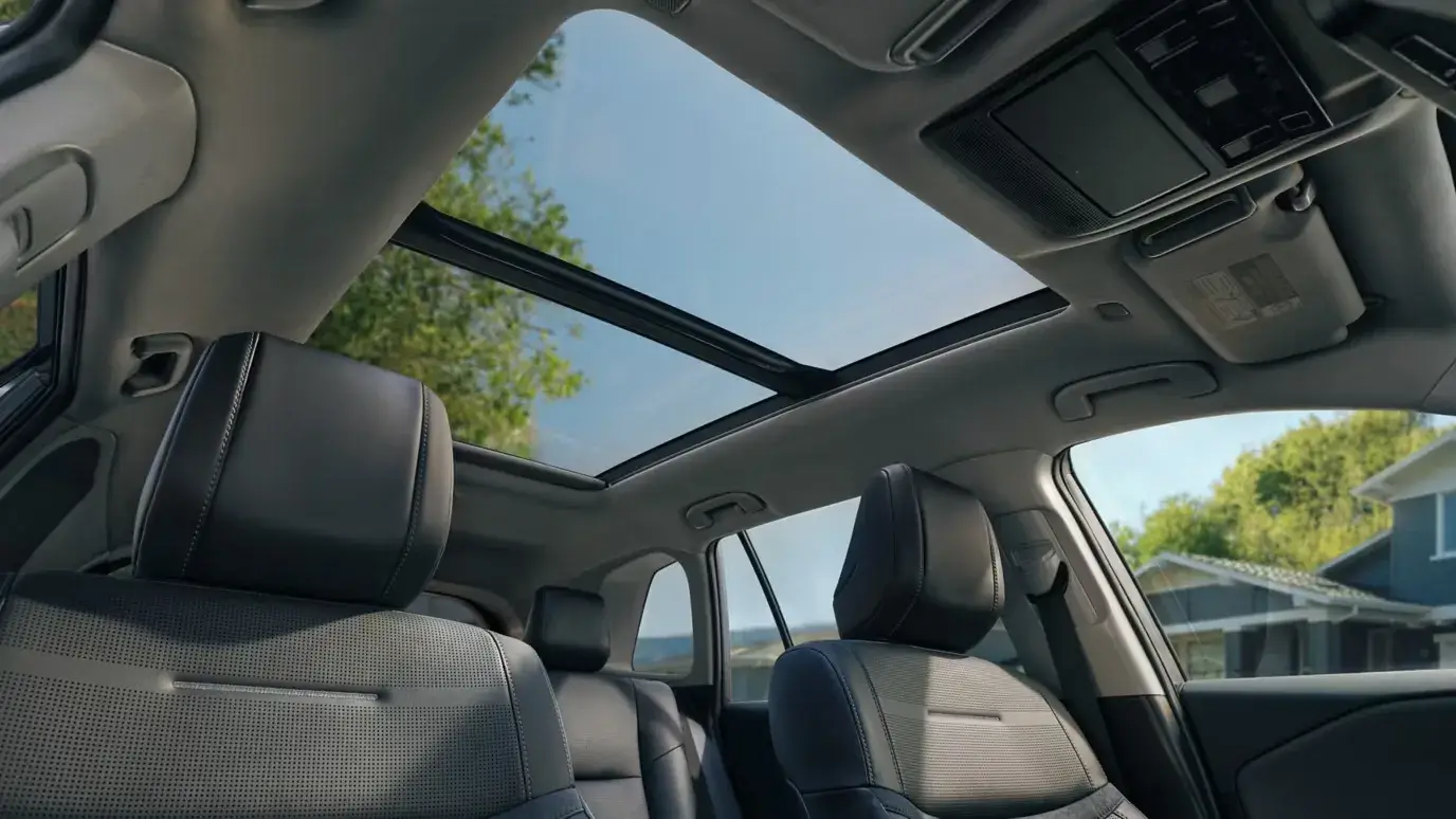 2026 Toyota RAV4 roof and headliner viewed from inside the cabin