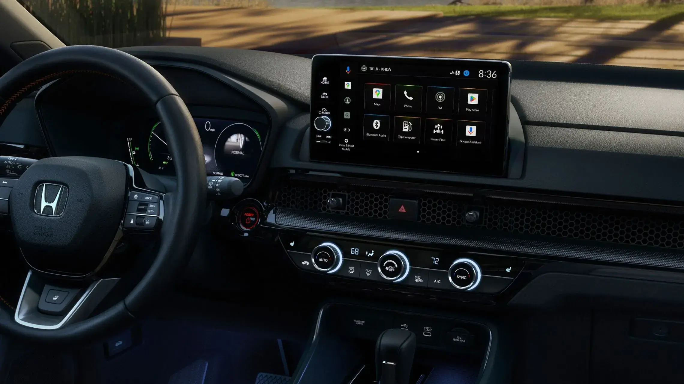 Honda CR-V Hybrid 9-inch touchscreen showing smartphone integration and navigation
