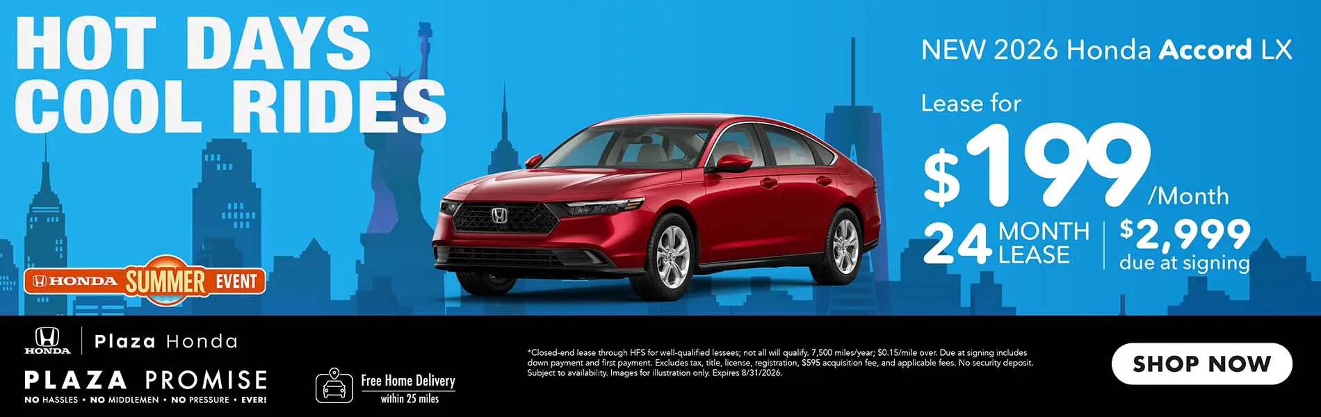 2026 Honda Accord LX Lease - Aug 2026