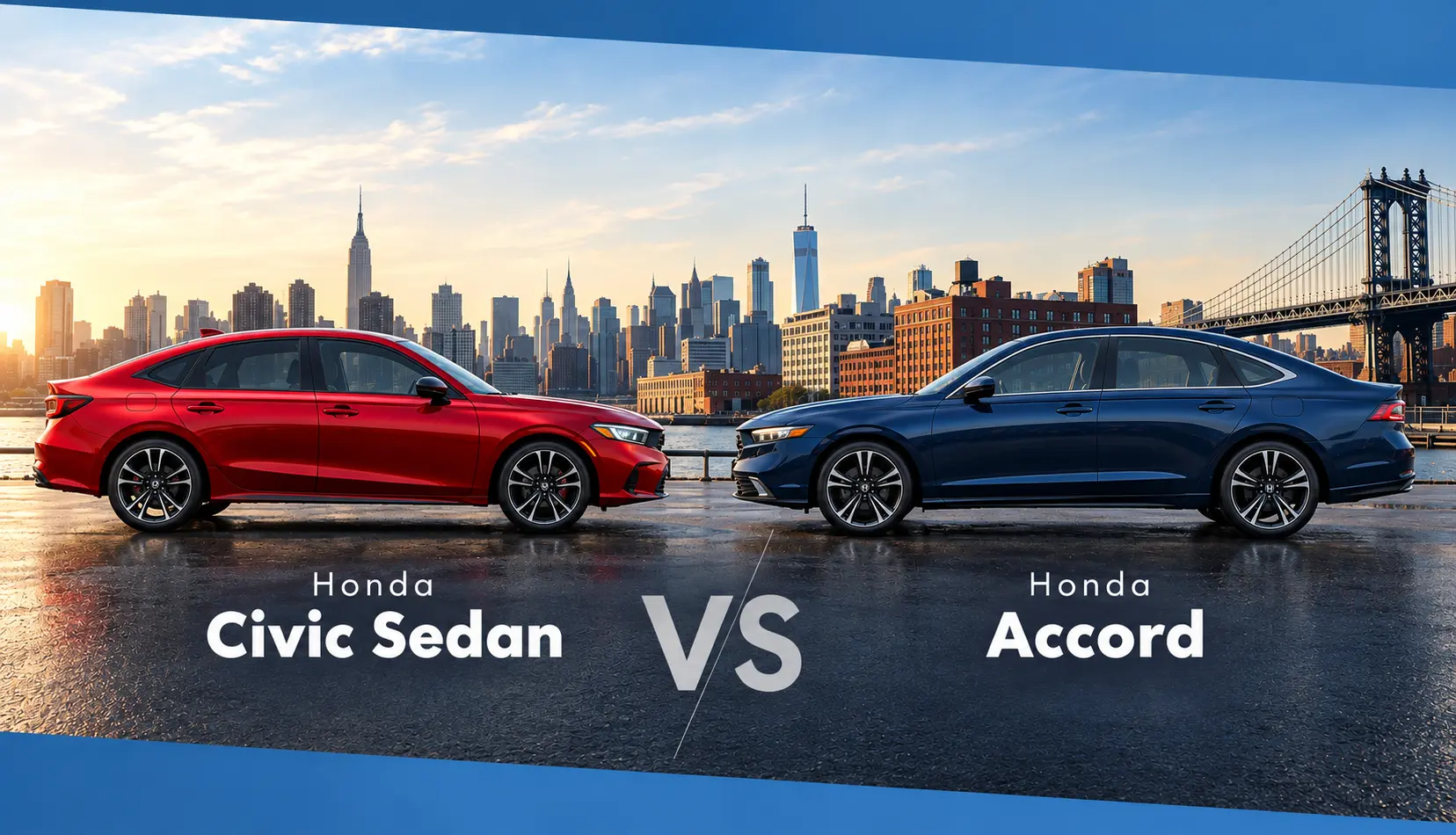 2027 Honda Civic and 2027 Honda Accord side by side, compared for NYC drivers
