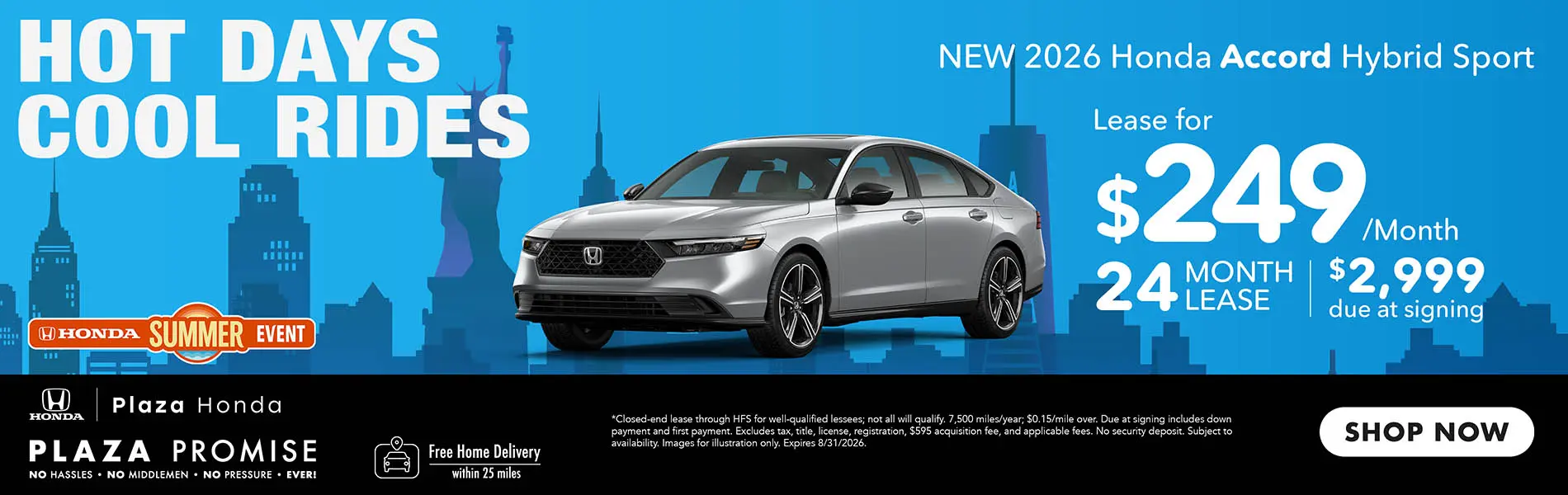 2026 Honda Accord Hybrid Sport Lease - Aug 2026