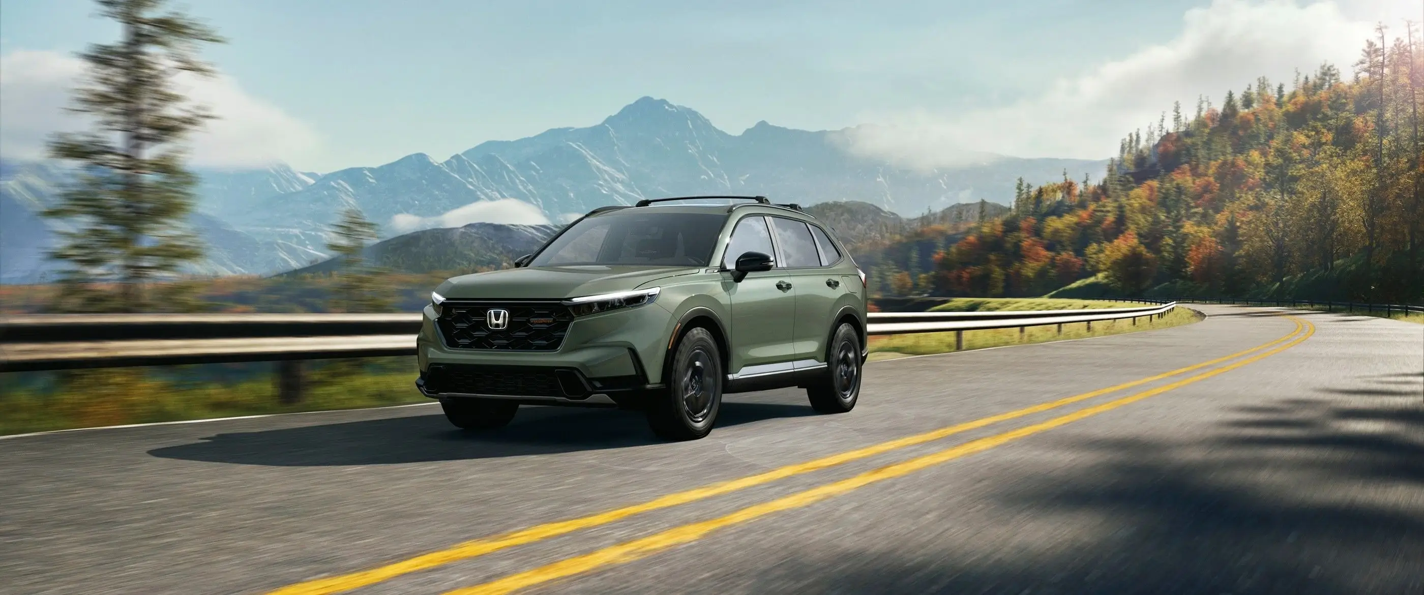 2027 Honda CR-V rear three-quarter view with available roof rails and LED taillights