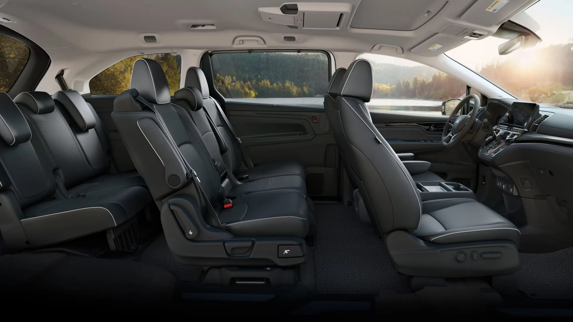 2027 Honda Odyssey interior cargo and passenger space with second and third row seating