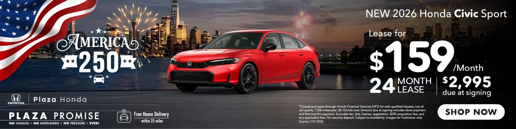 2026 Honda Civic Sport Lease