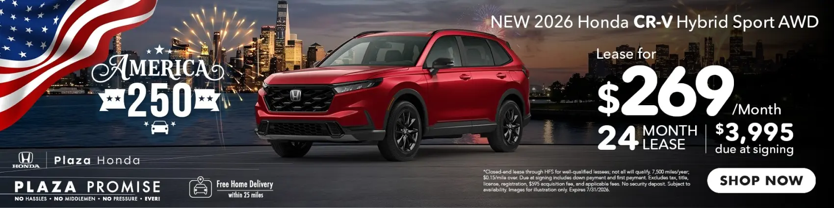 2026 Honda CR-V Hybrid Sport AWD Lease