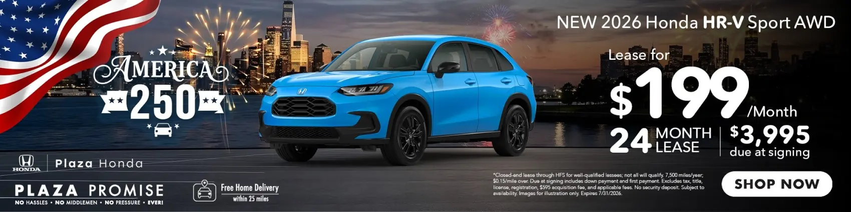 2026 Honda HR-V Sport AWD Lease