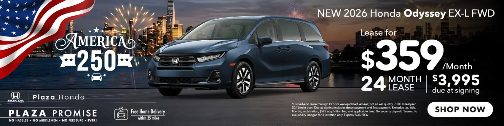 2026 Honda Odyssey EX-L FWD Lease