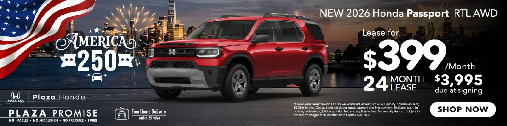 2026 Honda Passport RTL AWD Lease
