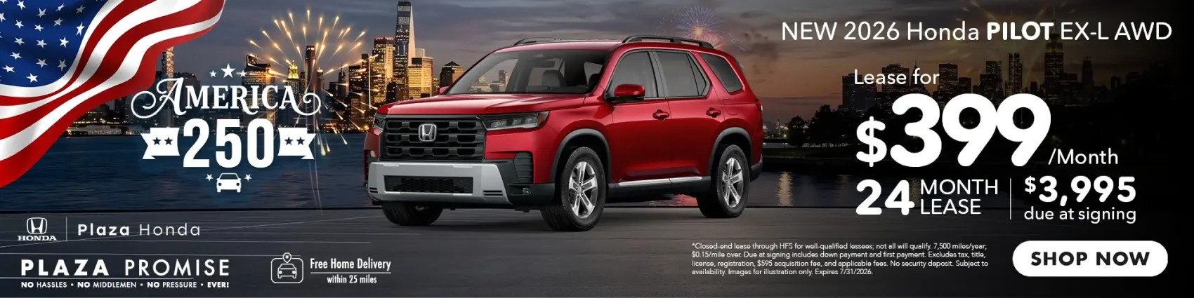 2026 Honda Pilot EX-L AWD Lease